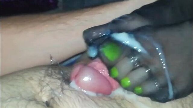 Nylon footjob ( silicone feet)