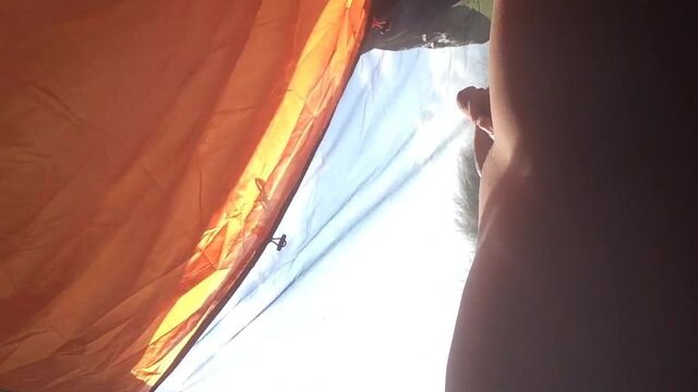 Naked camping wank with voyeurs 2