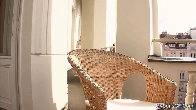 Lovely blonde cheats with father in law