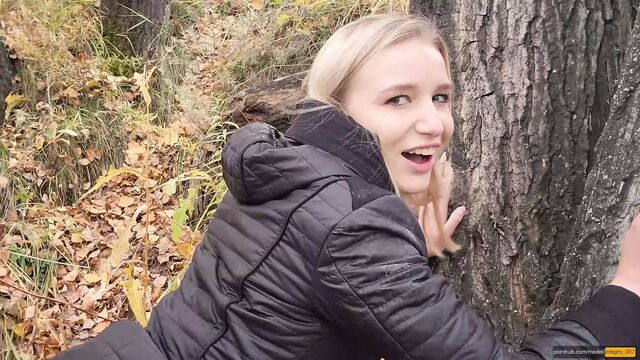 My teen stepsister loves to fuck and swallow cum outdoors. - POV