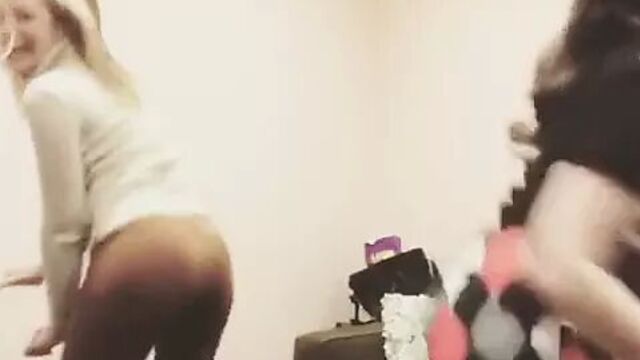 Beth Behrs and Kat Dennings dancing to 'Birthday Cake'