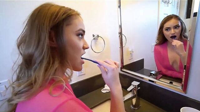 Hot step sister helps brother with boner problems