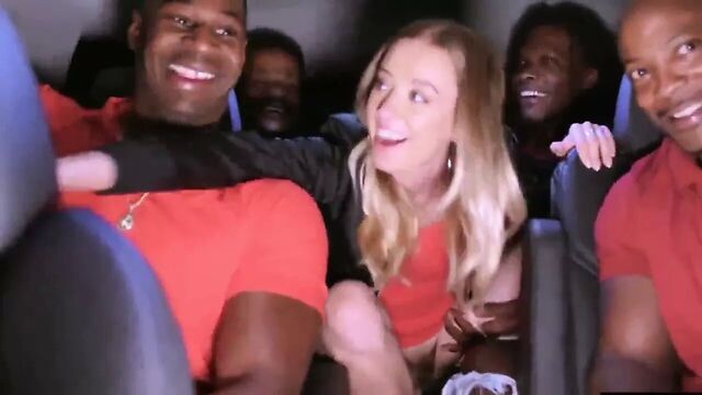 Sexy blonde loves black gangbang with double penetration