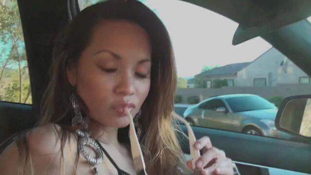 Francine Dee Strips In Car! Big Boobs!