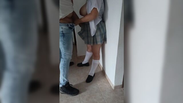 I play with the big tits of a Latina teen