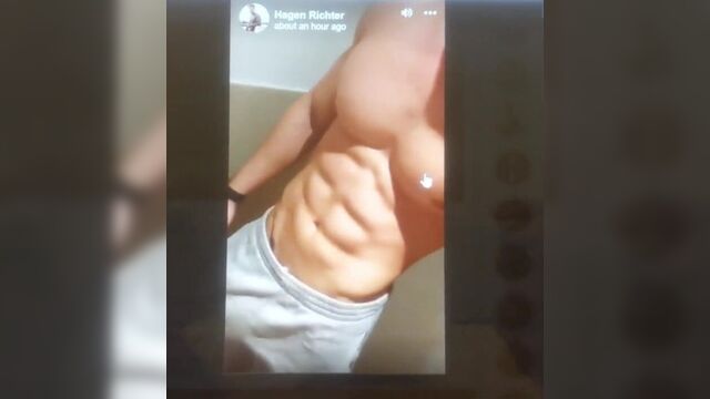 German blond boy strokes his cock cock