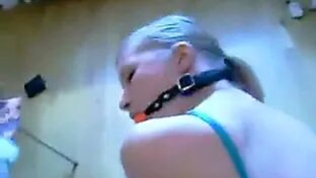 Girlfriend ball-gagged and anally pounded!